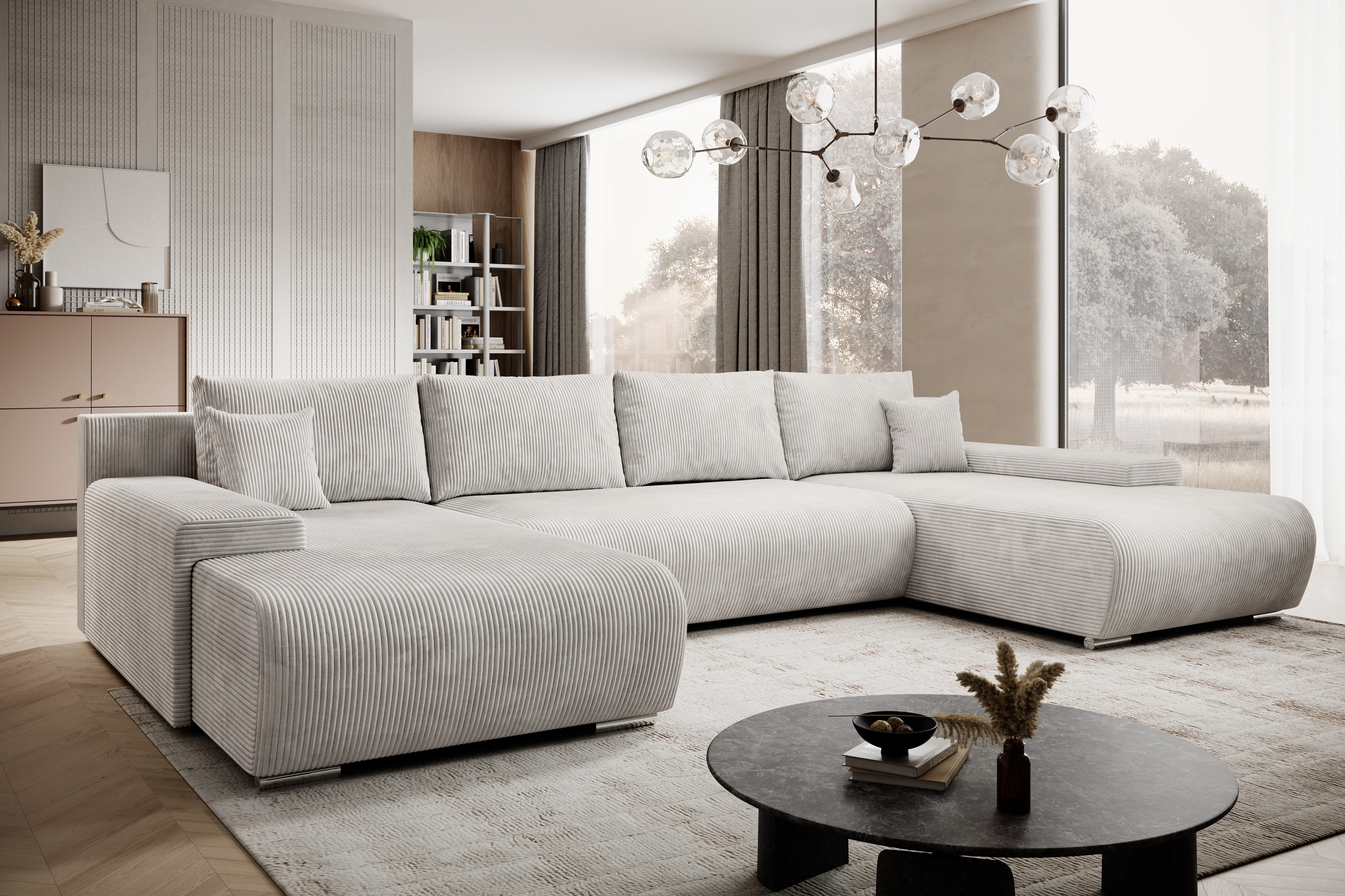 PROMETO Möbel Ecksofa Credo Ecksofa U-Form, mit Schlaffunktion und Bettkasten, U-Form Couch