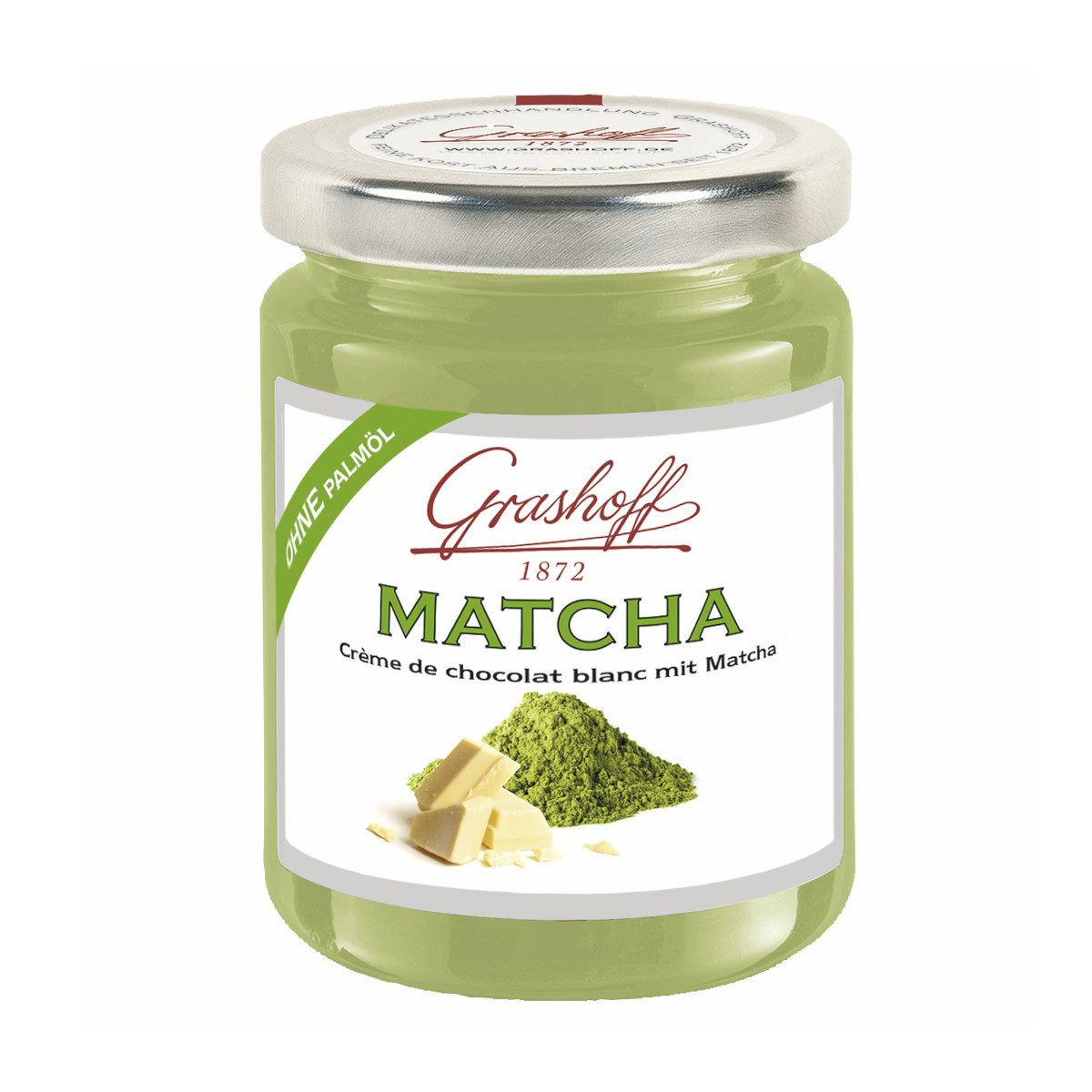 Grashoff Nussaufstrich, Grashoff Weiße Chocolat Schokoladencrème mit Matcha Tee 250g
