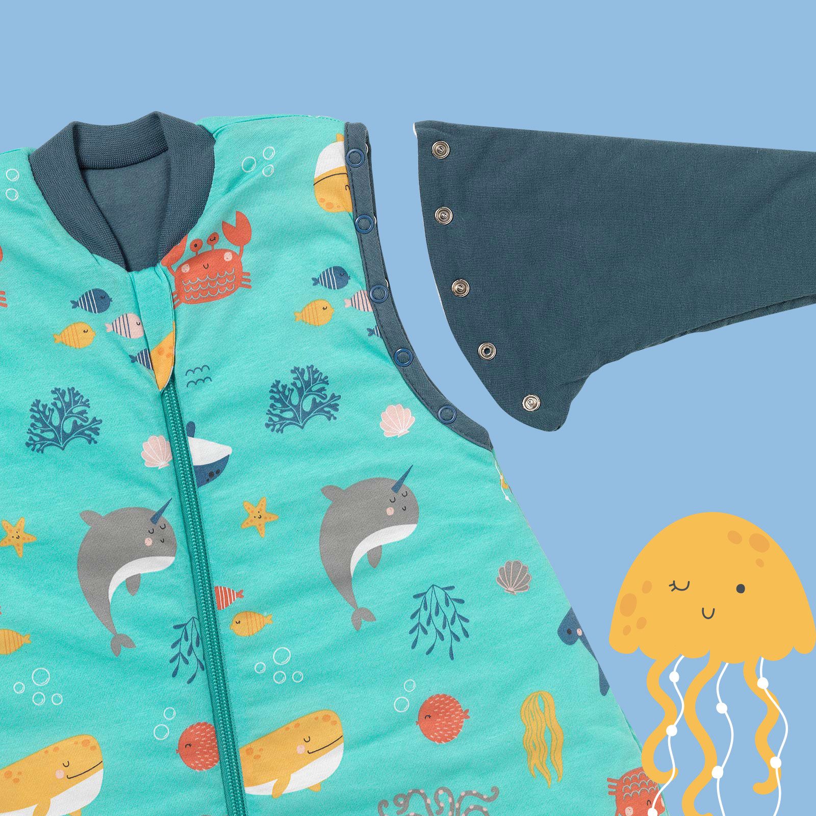 Schlummersack Kinderschlafsack Schlafsack mit Füßen und umklappbaren Bündchen, 2.5 Tog – Bild 4 von 5