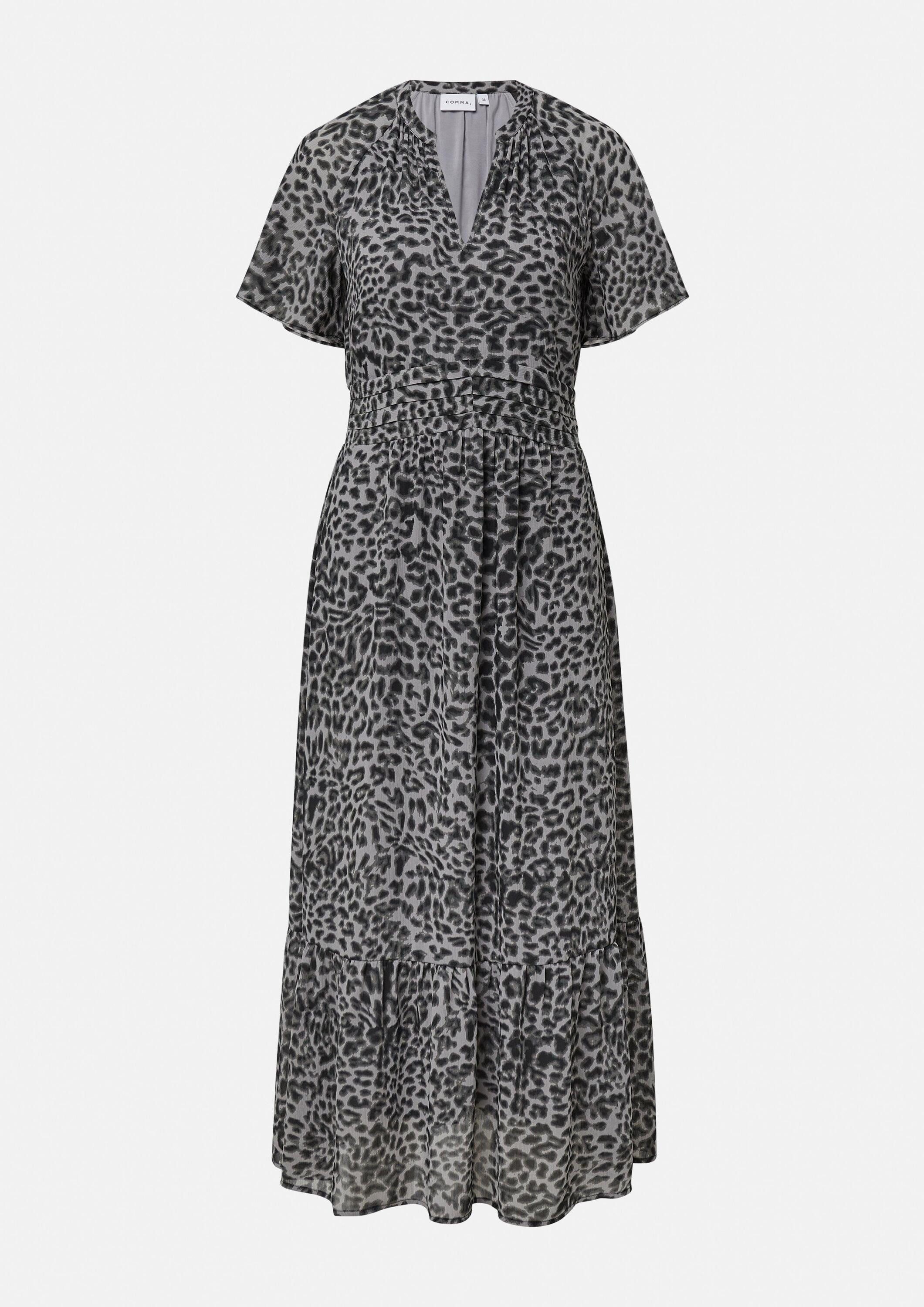 comma Maxikleid Kleid Maxikleid aus strukturiertem Chiffon