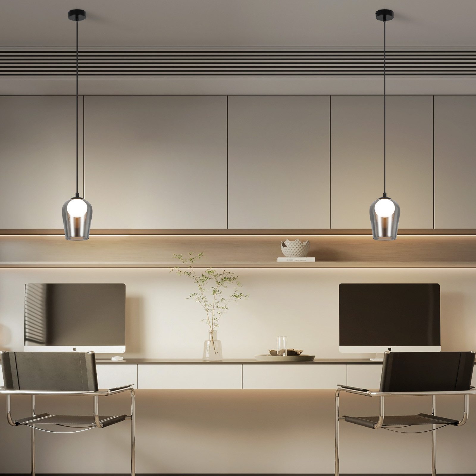 ZMH Pendelleuchte Esszimer Schwarz 1 Flammig Hängeleuchte Glas G9 Nachtisch Treppenhaus, Hochwertige Design, ohne Leuchtmittel, Höhenverstellbar für Wohnzimmer Esstischlampe Flur