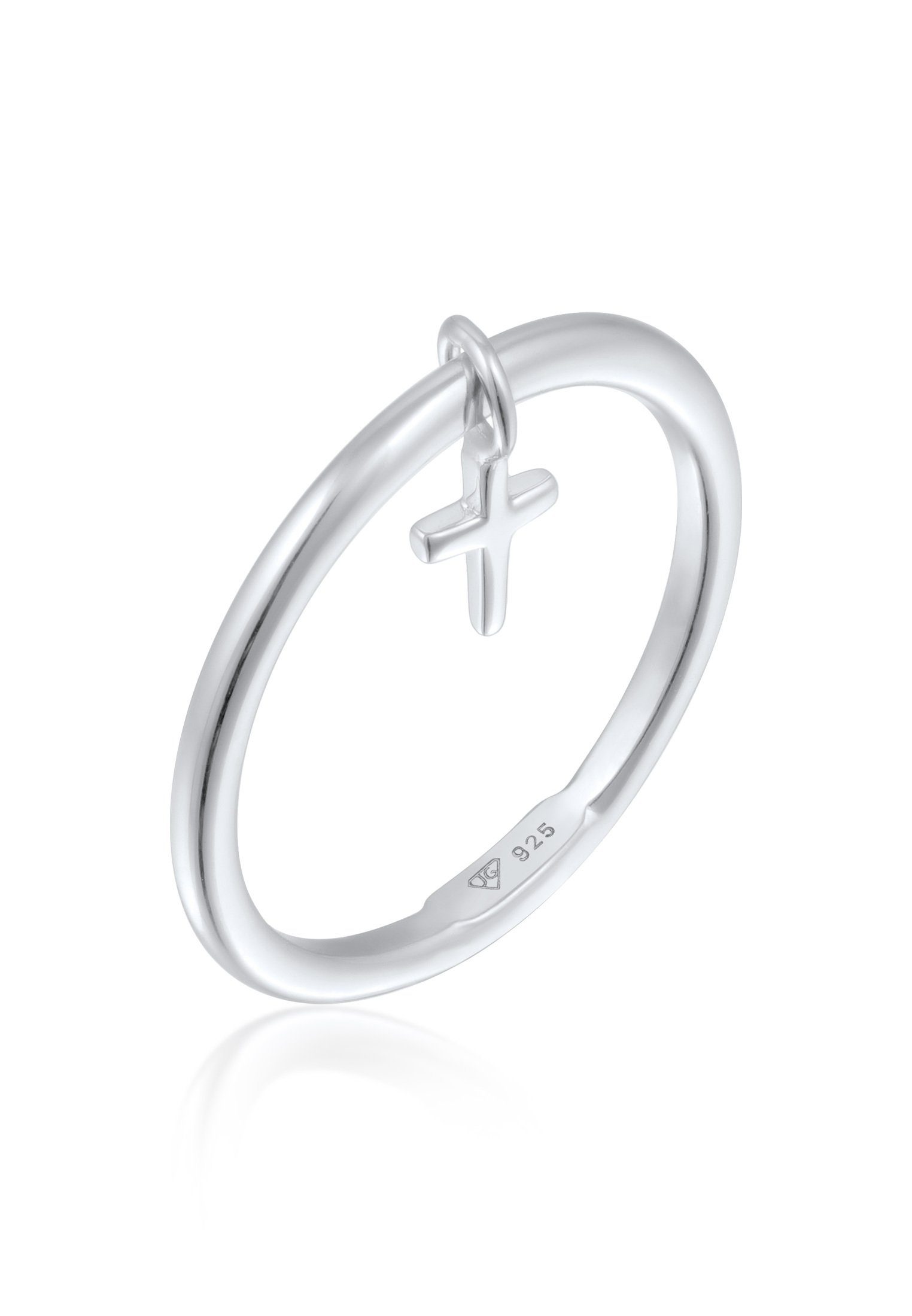 Elli Fingerring Bandring Stapelring Kreuz 925 Ring vergoldet, Kreuz Silber