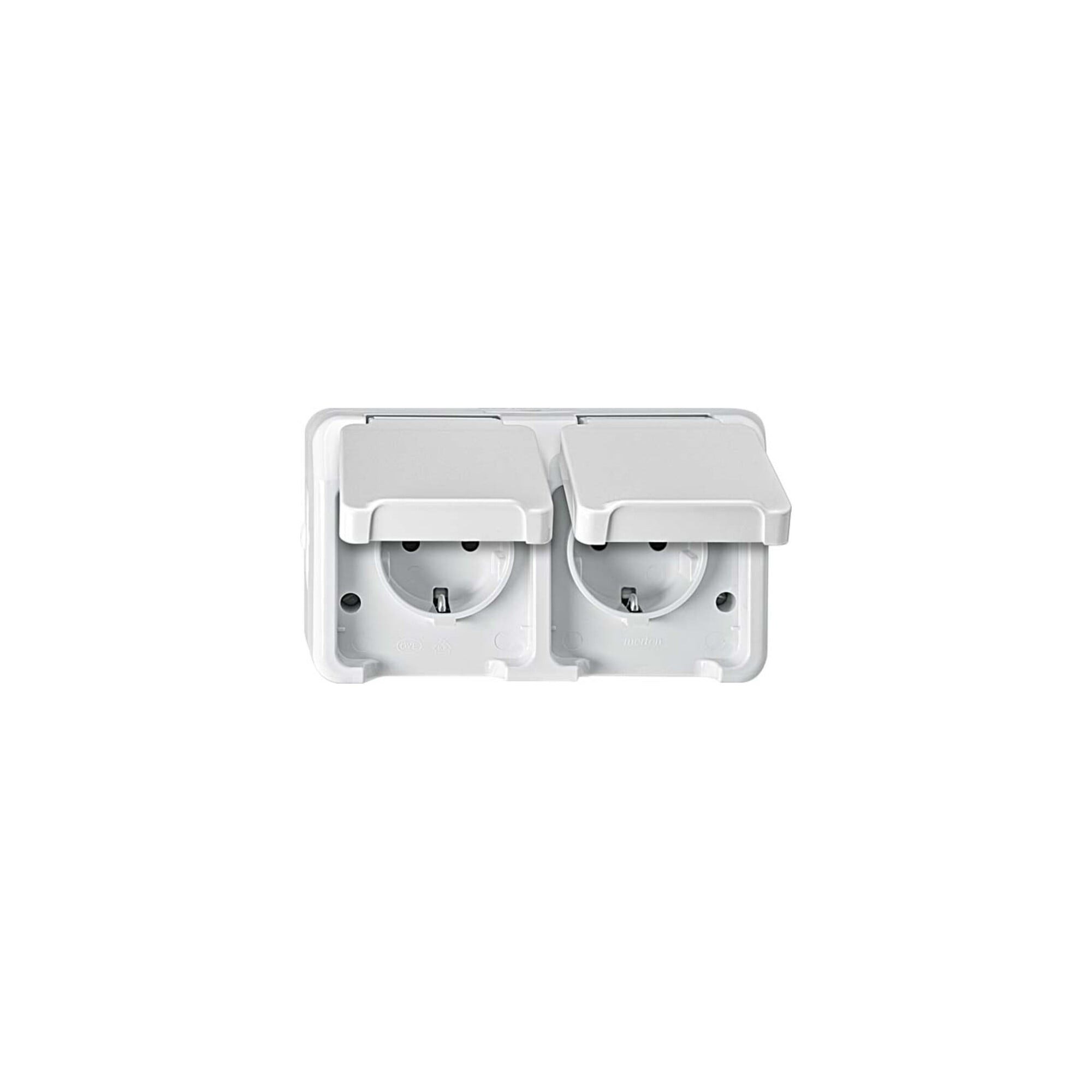merten Schalter Merten SCHUKO-Doppel-Steckdose lichtgrau, mit BRS MEG2320-8029