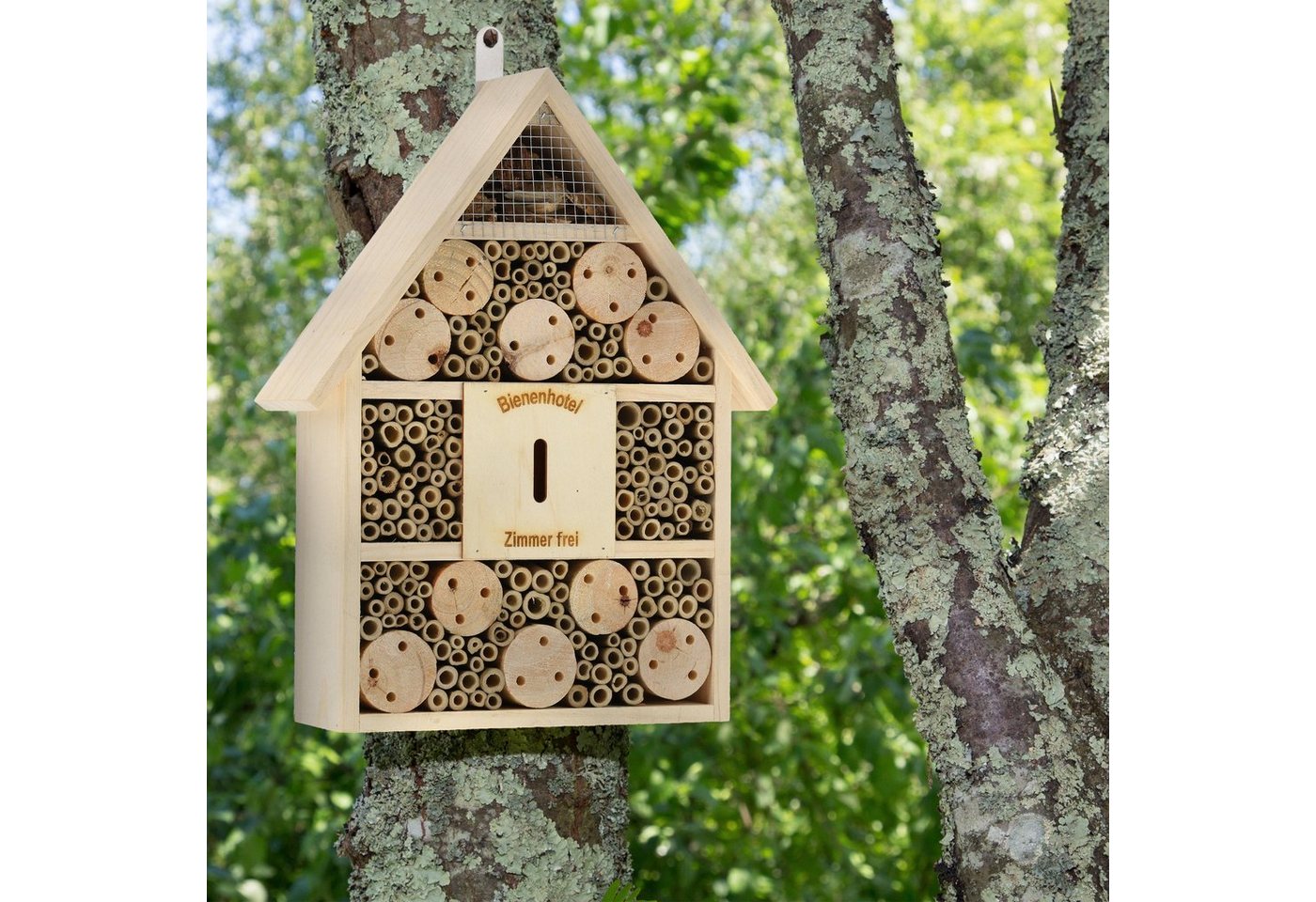Thumbnail - relaxdays Insektenhotel Bienenhotel mit Spitzdach, Natur