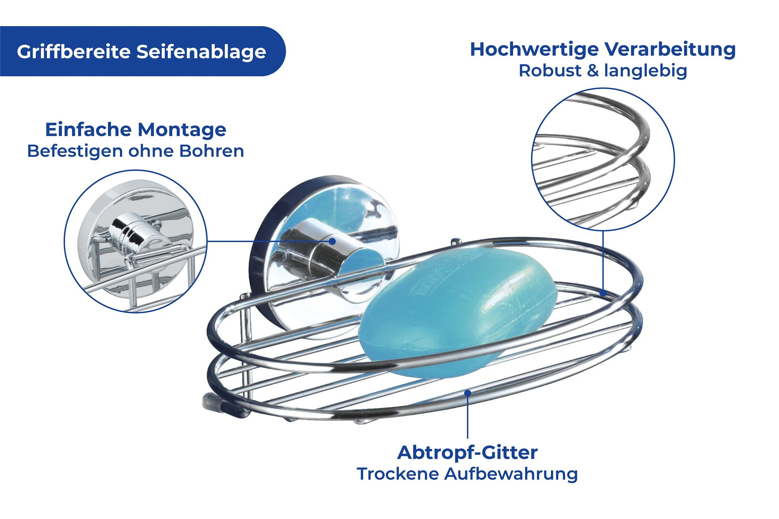 WENKO Seifenablage Vacuum-Loc® Milazzo, Breite: 16,5 cm, Set, 1-St., Befestigen ohne bohren – Bild 5 von 5