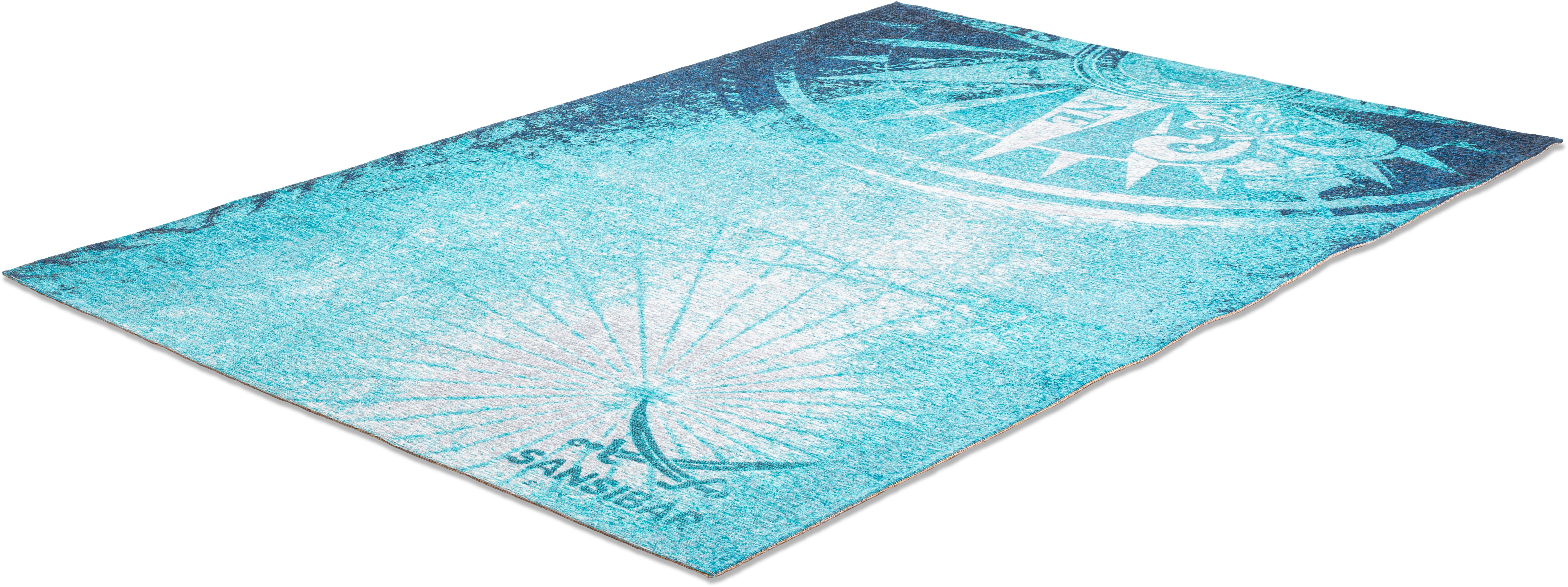 Sansibar Teppich Keitum 011, rechteckig, Höhe: 3 mm, Flachgewebe, modernes Design, Motiv Kompass