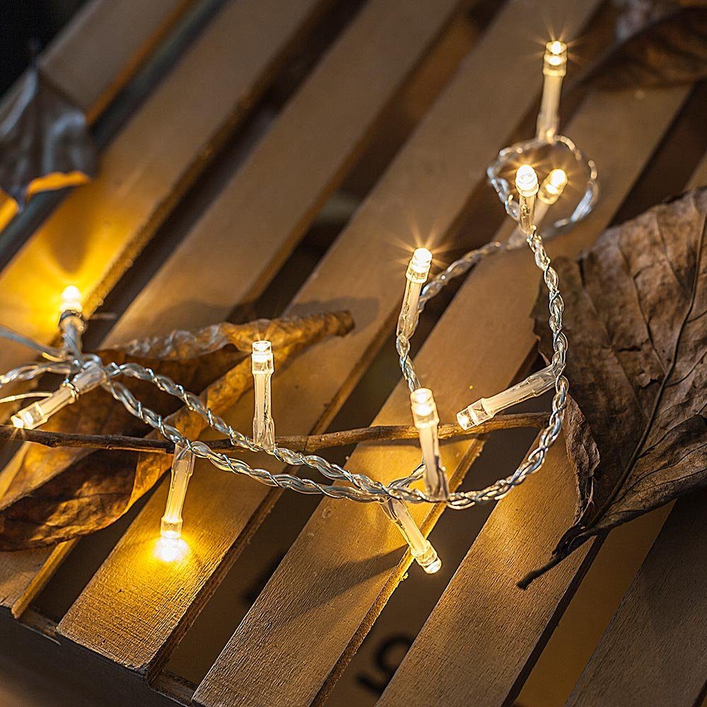 GLOBO LIGHTING LED Dekolicht, LED-Leuchtmittel fest verbaut, Warmweiß, 120x LED Lichterkette Dekolicht Weihnachten Terrassenleuchte 8x1m