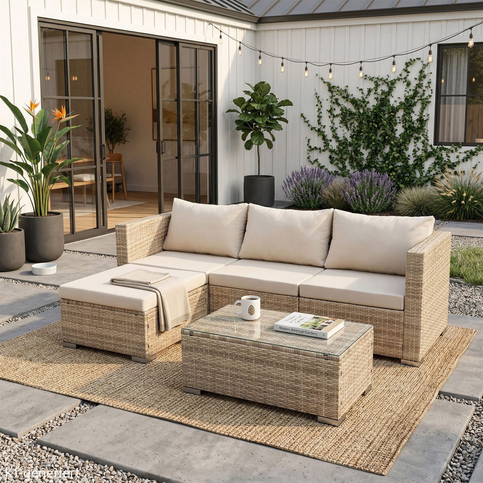 SVITA Loungeset QUEENS, (Set, 5-tlg., Garten-Lounge), verschiedene Stellmöglichkeiten, breite Armlehnen, inkl. Tisch