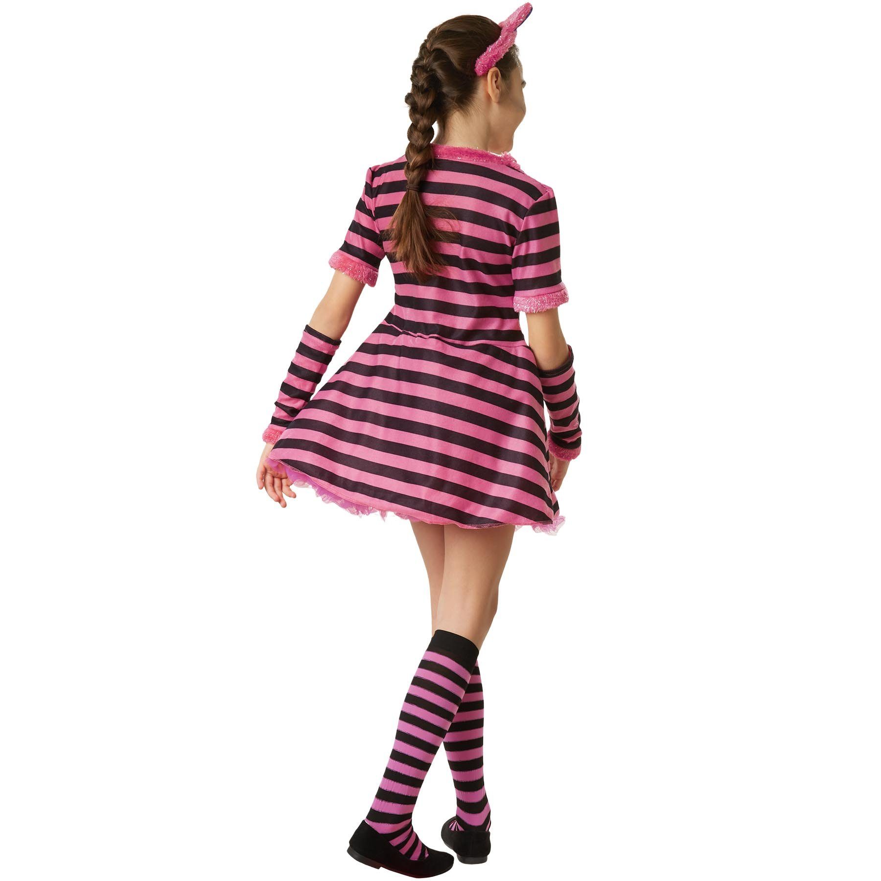 dressforfun Kostüm Kinderkostüm Galantes Grinsekätzchen, Schwarz-pink gestreiftes Katzenkostüm