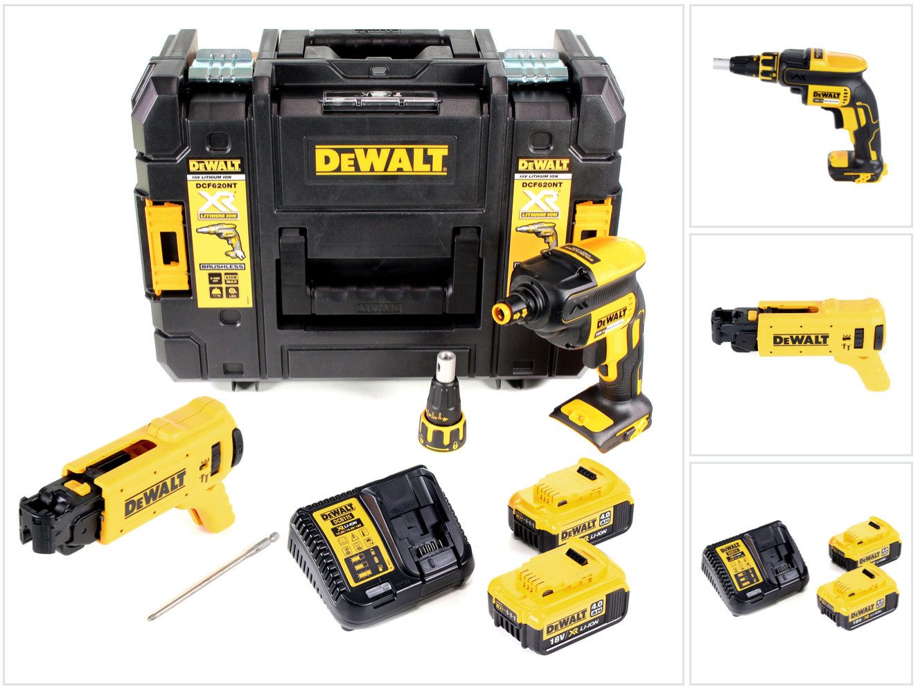 DeWalt Akku-Magazinschrauber DCF 620 M2K Akku Trockenbauschrauber 18V 1/4" Brushless + 2x Akku 4,0