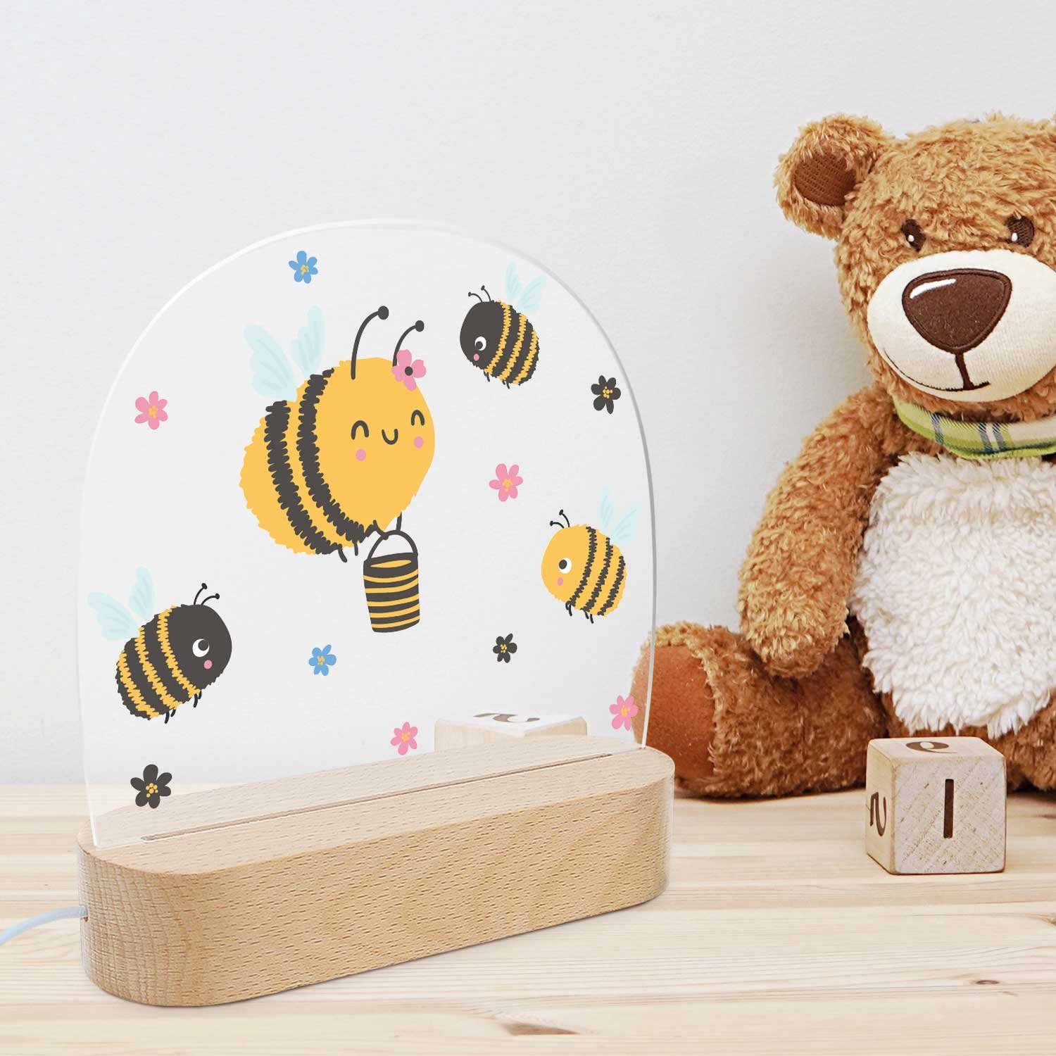 GRAVURZEILE LED Nachtlicht für Kinder, Beruhigend und Energiesparend -  Bienen Design, LED, Warmweiß, Geschenk für Kinder & Baby