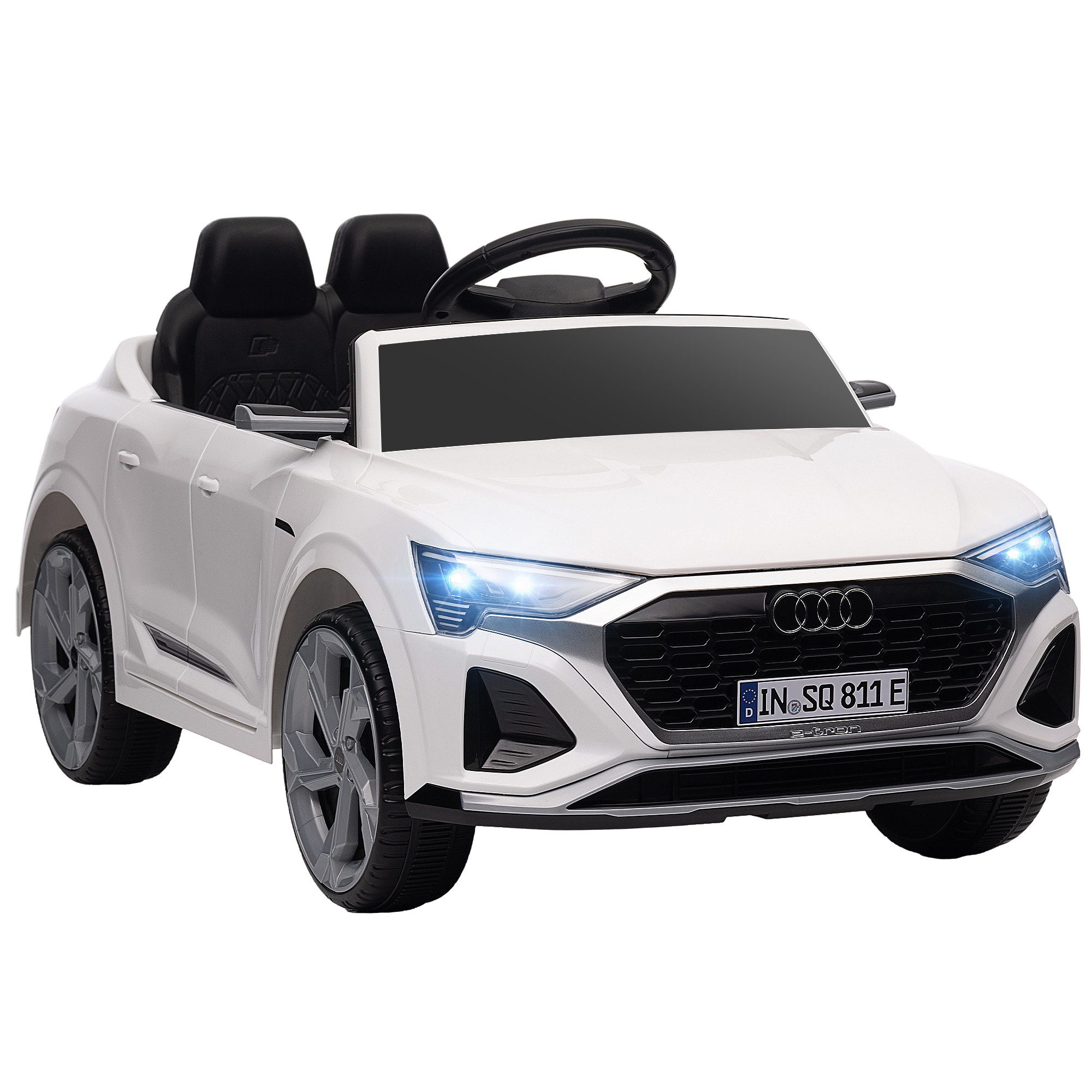 AIYAPLAY Elektro-Kinderauto 12V Kinderauto mit 2,4G Fernbedienung, MP3 Musik & Hupe, Belastbarkeit 30 kg, (1-tlg), 3-5 km,h, für 3-6 Jahre Kinder, Weiß