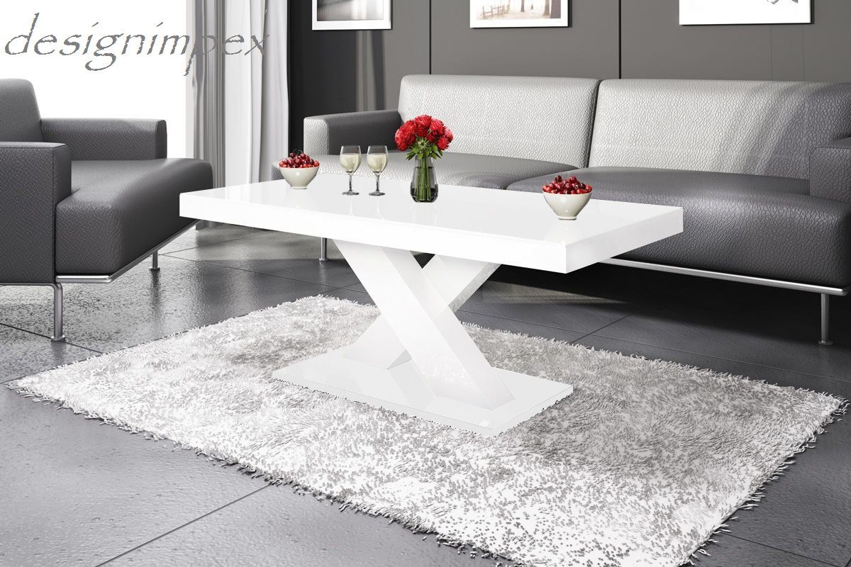 designimpex Couchtisch Design Couchtisch Hochglanz Tisch Wohnzimmertisch H-888 Weiß Highgloss