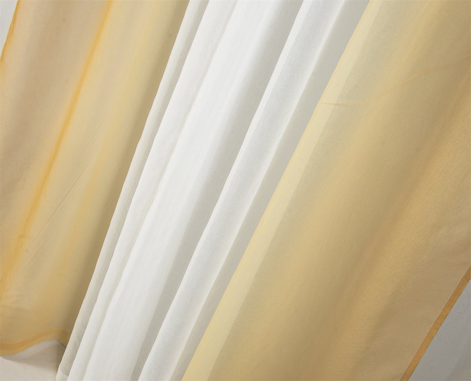 Gardine, HOMEIDEAS, Ösen (2 St), Gelb Farbverlauf halbtransparent, Vorhänge mit