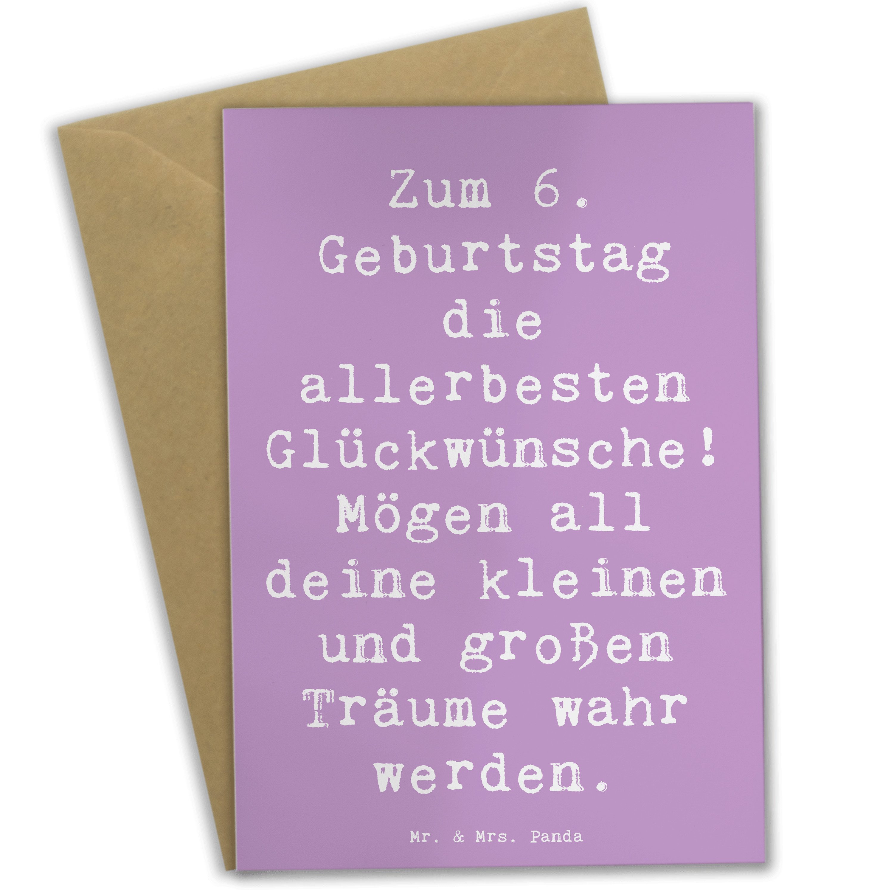 Grußkarte Spruch 6. Geburtstag Glückwünsche - Lavendeltraum - Geschenk, herzlic