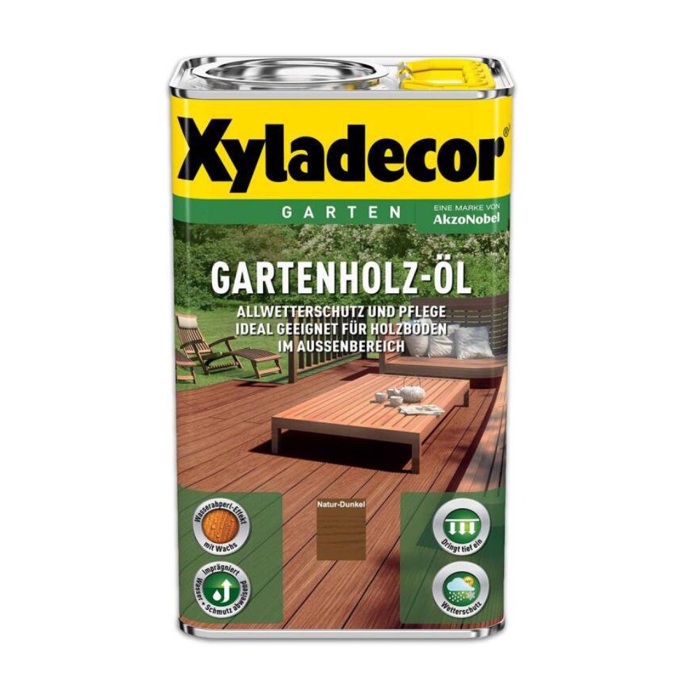 Xyladecor  Holzöl Gartenholz Öl 2,5 l Farblos Außen Pflege Terrasse Boden Imprägnieren Natur-Dunkel