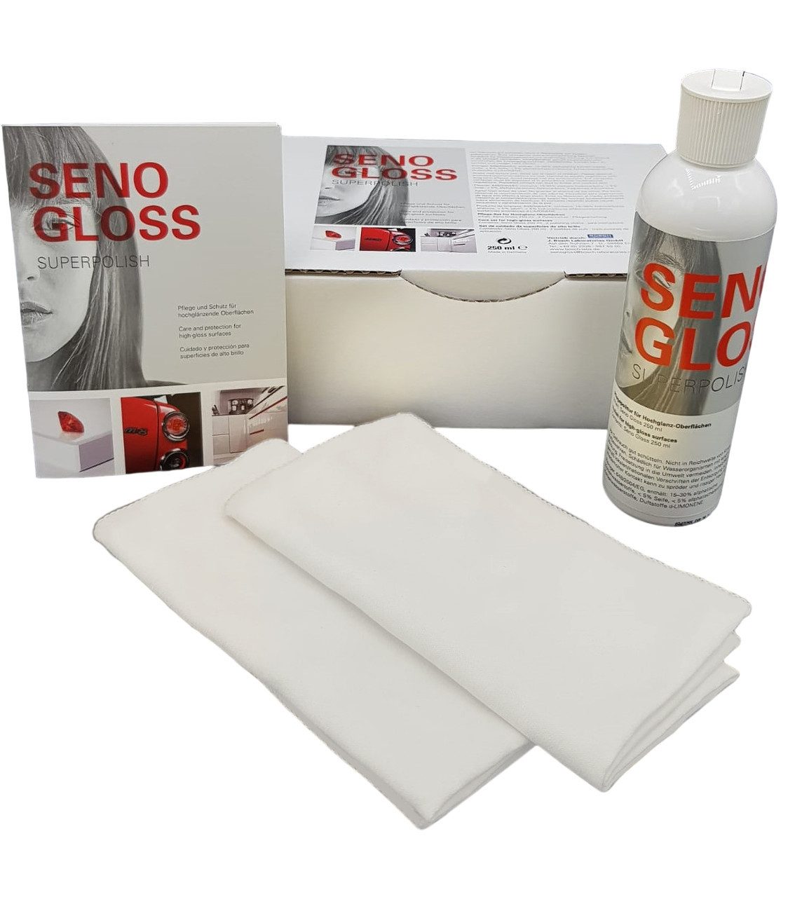 designimpex SENOGLOSS Pflegeset Hochglanzpolitur Möbelpolitur Küchenpolitur Möbel Möbelreiniger