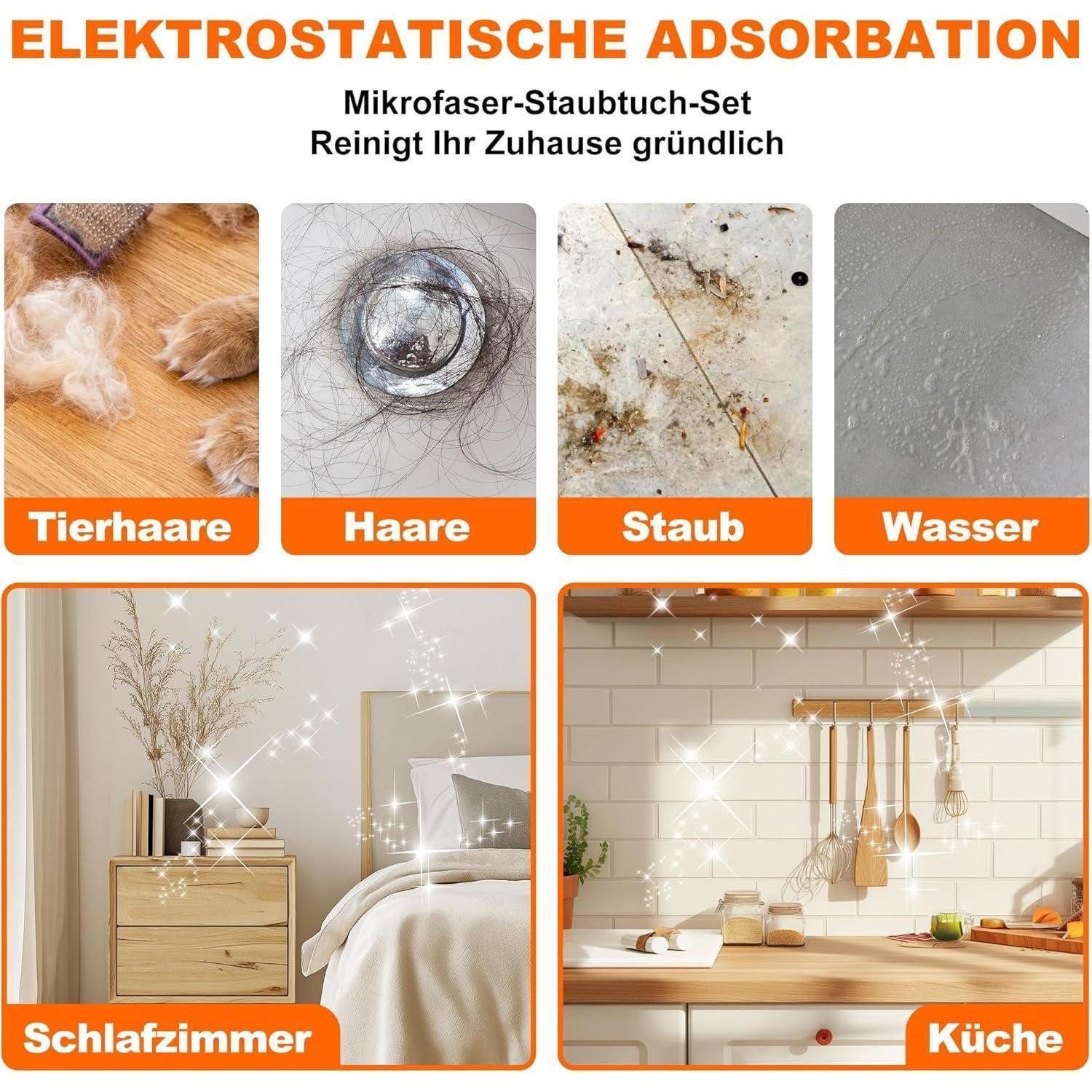 LuxusKollektion Staubwedel Staubwedel Teleskop lang 9tlg Set bis 2,54m ausziehbar waschbar Magnet (1-St) – Bild 5 von 5