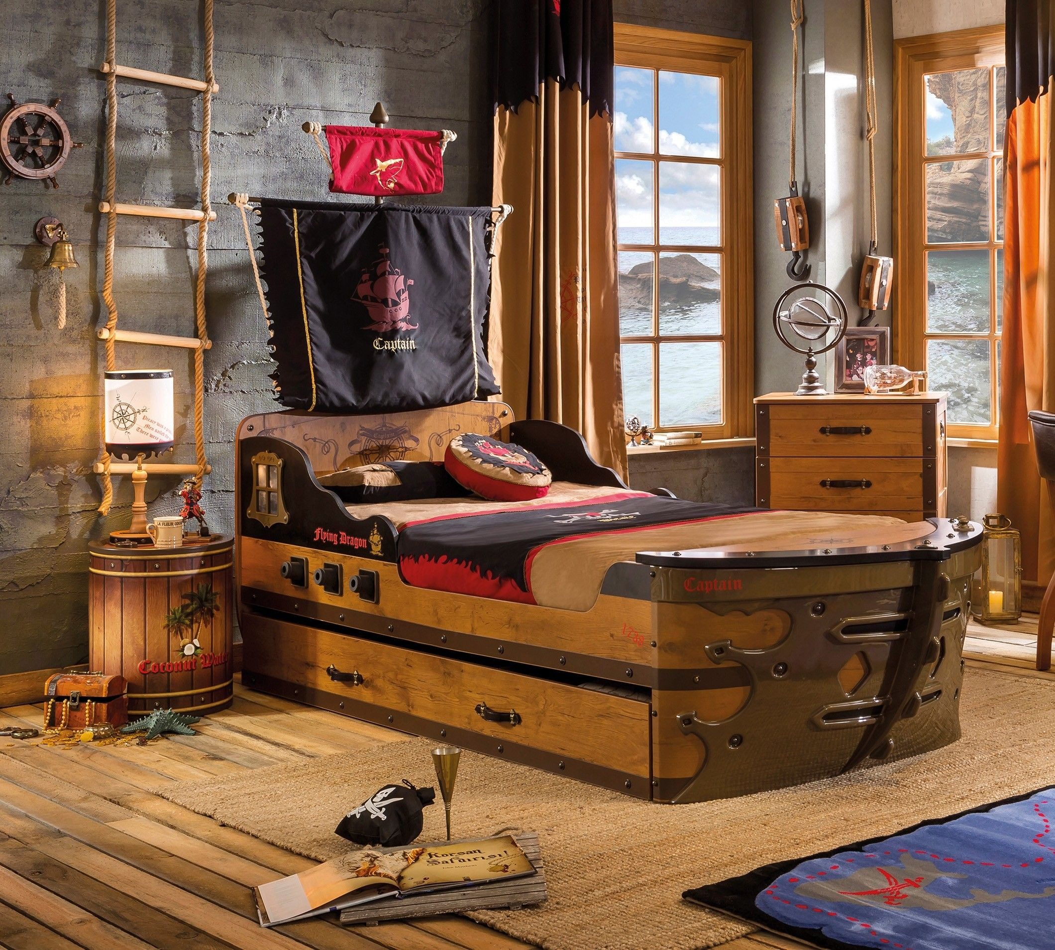 Möbel-Zeit Bett PIRATE Piratenschiff, 90x190 cm, günstig online kaufen