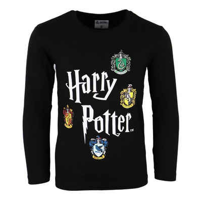 Harry Potter Langarmshirt Kinder Shirt Gr. 104 bis 134, Baumwolle, Grün oder Schwarz