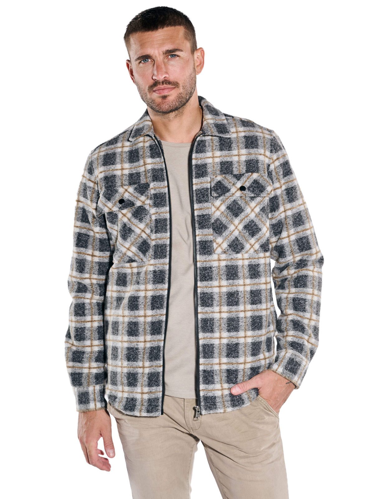 emilio adani Langarmhemd emilio adani Herren Overshirt mit Reißverschluss, günstig online kaufen
