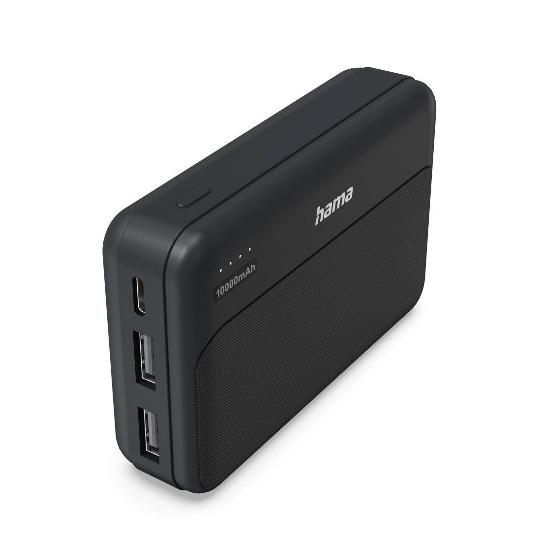 Hama Powerbank 10000 mAh mit 2x USB-A und USB-C Anthrazit Powerbank, Fast Charge, LED-Kapazitätsanzeige, 2x USB-A, Schutzfunktionen