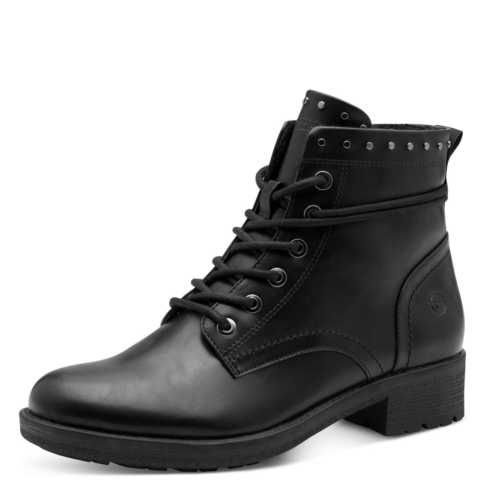 Tamaris Schnürstiefelette, Blockabsatz, Schnürboots mit Nieten am Schaftran günstig online kaufen
