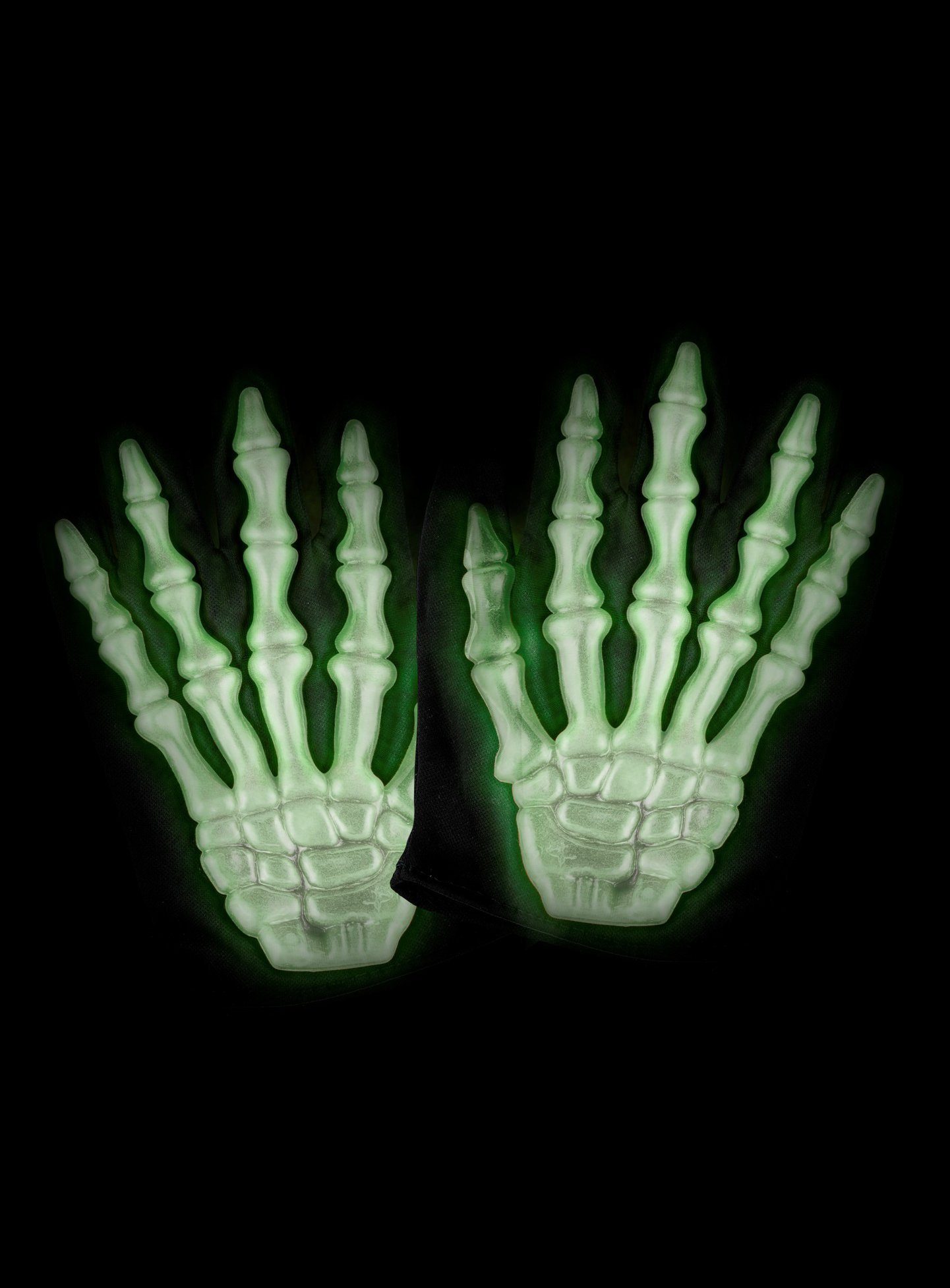 Widdmann Kostüm Leuchtende Skeletthandschuhe, Halloween-Handschuhe für Kinder, die im Dunkeln leuchten