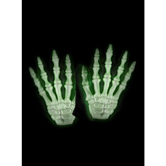 Widdmann Kostüm Leuchtende Skeletthandschuhe Halloween-Handschuhe für Kinder die im Dunkeln leuchten TE10361