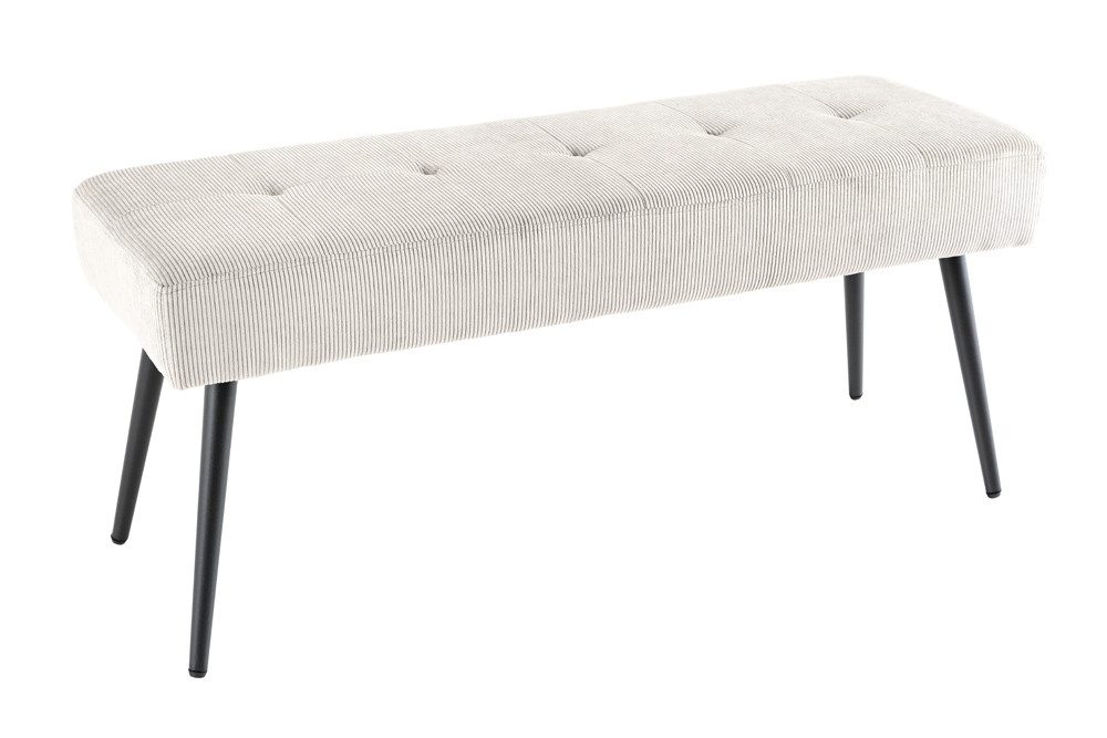 riess-ambiente Sitzbank BOUTIQUE 100cm beige/schwarz - Cord-Bezug, Metallbeine (Einzelartikel, 1-St), bequeme Polsterung mit Ziernähten – ideal für Flur oder Wohnbereich