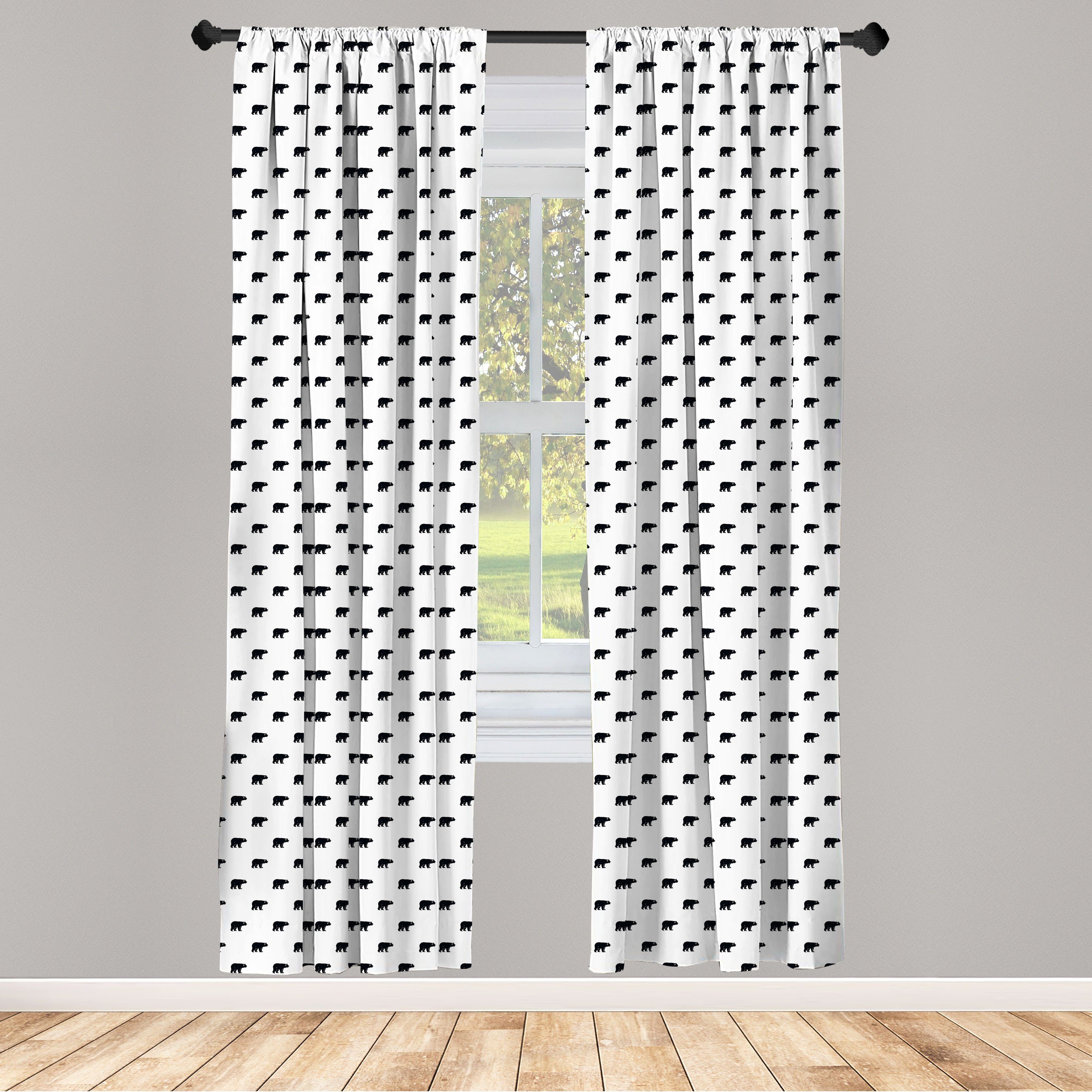 Gardine Vorhang für Wohnzimmer Schlafzimmer Dekor, Abakuhaus, Microfaser, Bär Monochrome Pelztier