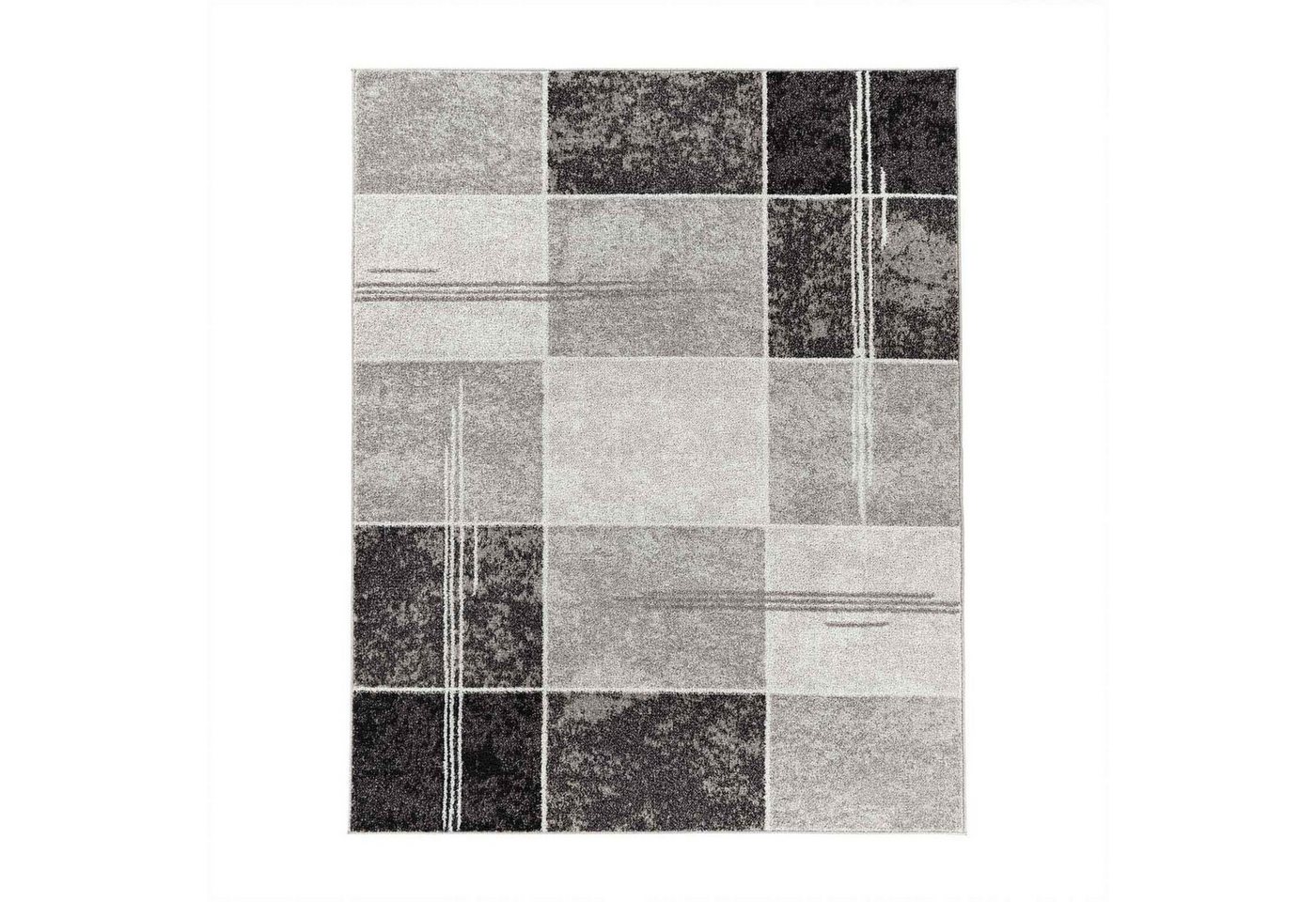 TaraCarpet Teppich Moderner Teppich Aragon 57 kariert modern, rechteckig, Höhe: 13 mm, kariert modern grau Wohnzimmer Schlafzimmer Esszimmer 080X150 cm