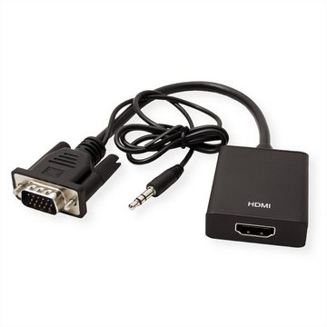 VALUE Adapterkabel VGA+Audio zu HDMI Audio- & Video-Adapter HD D-Sub 15-polig (HD-15), VGA Männlich (Stecker) zu HDMI Typ A Weiblich (Buchse), 15.0 cm