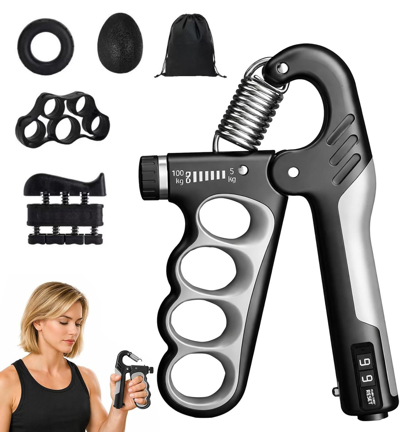 Handmuskeltrainer Handtrainer Trainingsset(5er-Pack), Fingertrainer Griffkraft Trainer