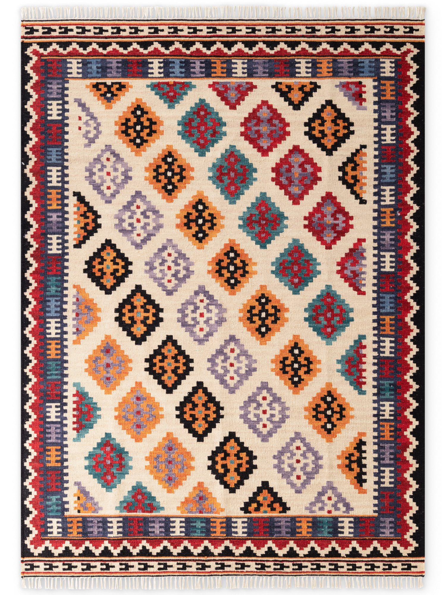 HANSE Home Teppich Kelim Kian, rechteckig, Höhe: 3 mm, Wolle, Baumwolle, Natur, Handgewebt, orientalisch, Boho, traditionell