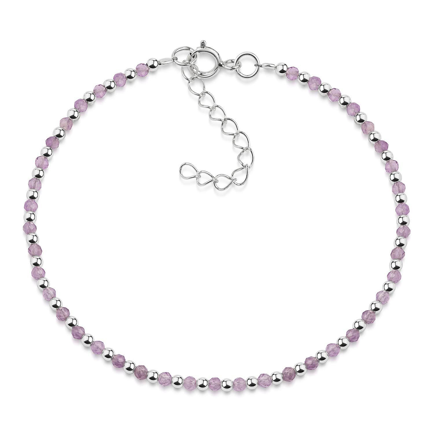 Materia Armkette Damen Edelstein Amethyst lila violett SA-151, 925 Sterling Silber, größenverstellbar