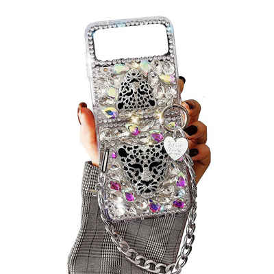 FELIXLEO Handyhülle Handyhülle mit Kette für Samsung Galaxy Z Flip 4,Strass-Design