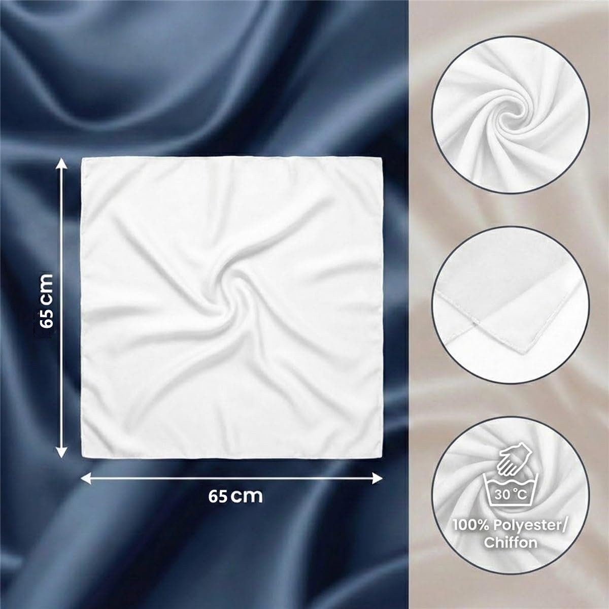 Zaewry Seidentuch Damen Nickituch Chiffon in einfarbig Uni - Leichtes zartes Halstuch, 65 x 65 cm