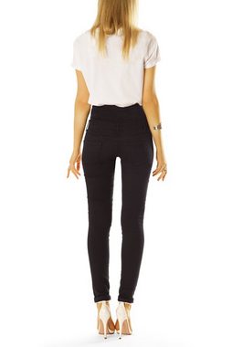 be styled High-waist-Jeans High Waist Röhrenjeans Hosen mit langer Knopfleiste - Damen - j10f High Waist, mit Stretch-Anteil, 5-Pocket-Style