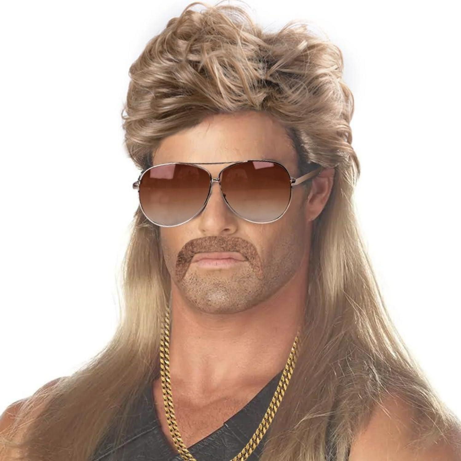 Hängedekoration Vokuhila Perücke 80er Jahre Outfit Accessoires Herren Blond Wig