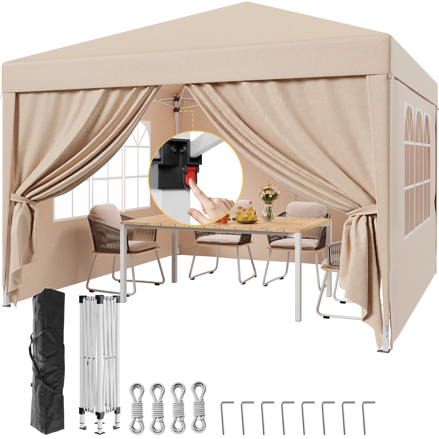 HOMALL Faltpavillon 3x3m Klappbare Partyzelt,Pop-up Gartenpavillon günstig online kaufen