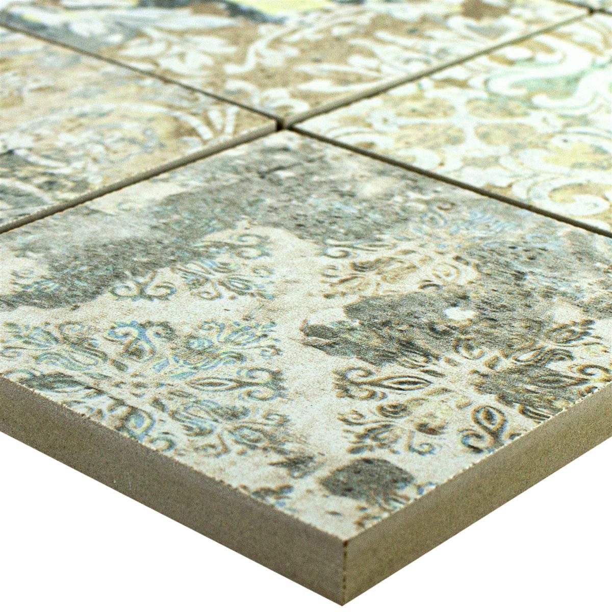 Mosafil Mosaikfliesen Keramikmosaik Fliesen Bellona Effekt Hellbunt 95x95mm, Feinsteinzeug 29.000x29.000, hellbunt, Verlegefertig auf ein Netz geklebt - Frostsicher - Wasserfest -