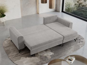 MKS MÖBEL Ecksofa AXEL, Bettfunktion und Bettkasten, Schlaffunktion, lose Kissen, Modern Design