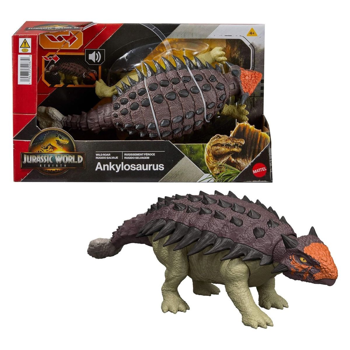 Mattel® Spielfigur Mattel JGB90-Jurassic World-Die Wiedergeburt-Ankylosaurus mit Geräusc