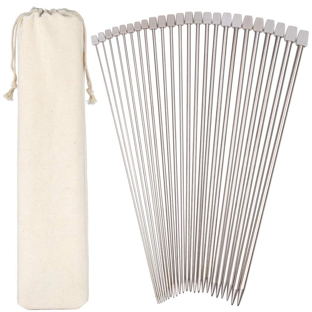 H&S Спиці Metall Stricknadel Set mit 11 Paaren und rutschfestem Griff, 1 St.