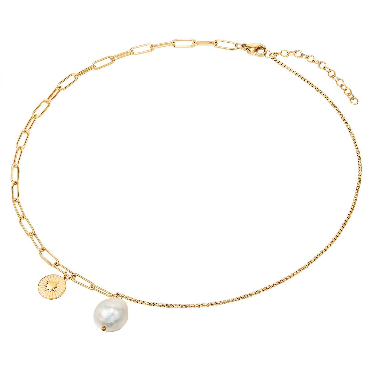 Valero Pearls Edelstahlkette gelbgold, mit Süßwasser-Zuchtperle günstig online kaufen