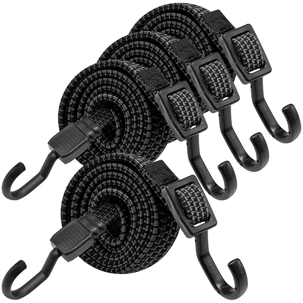 NUODWELL Spanngurt 4 Stück Verstellbar Spanngummi mit Haken, 100cm Flach Gepäckspanner (4-St) Für Sackkarre, Багажник, Fahrrad, Motorrad, Auto, Garten, Camping