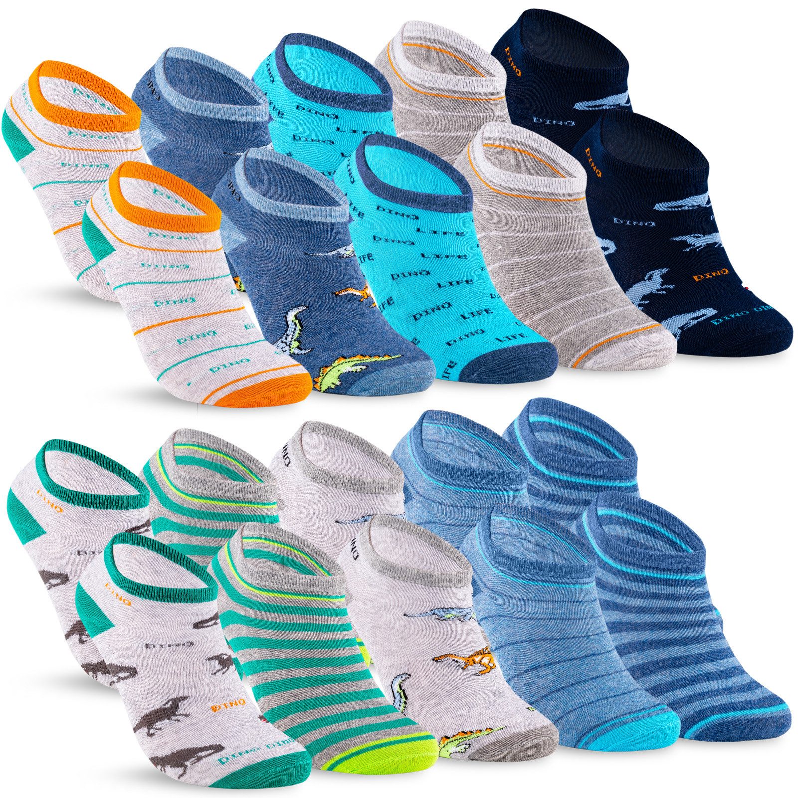 sockenkauf24 Sneakersocken 10 Paar Kinder Sneaker Socken Jungen & Mädchen Baumwolle Kindersocken (56301, 35-38) WP