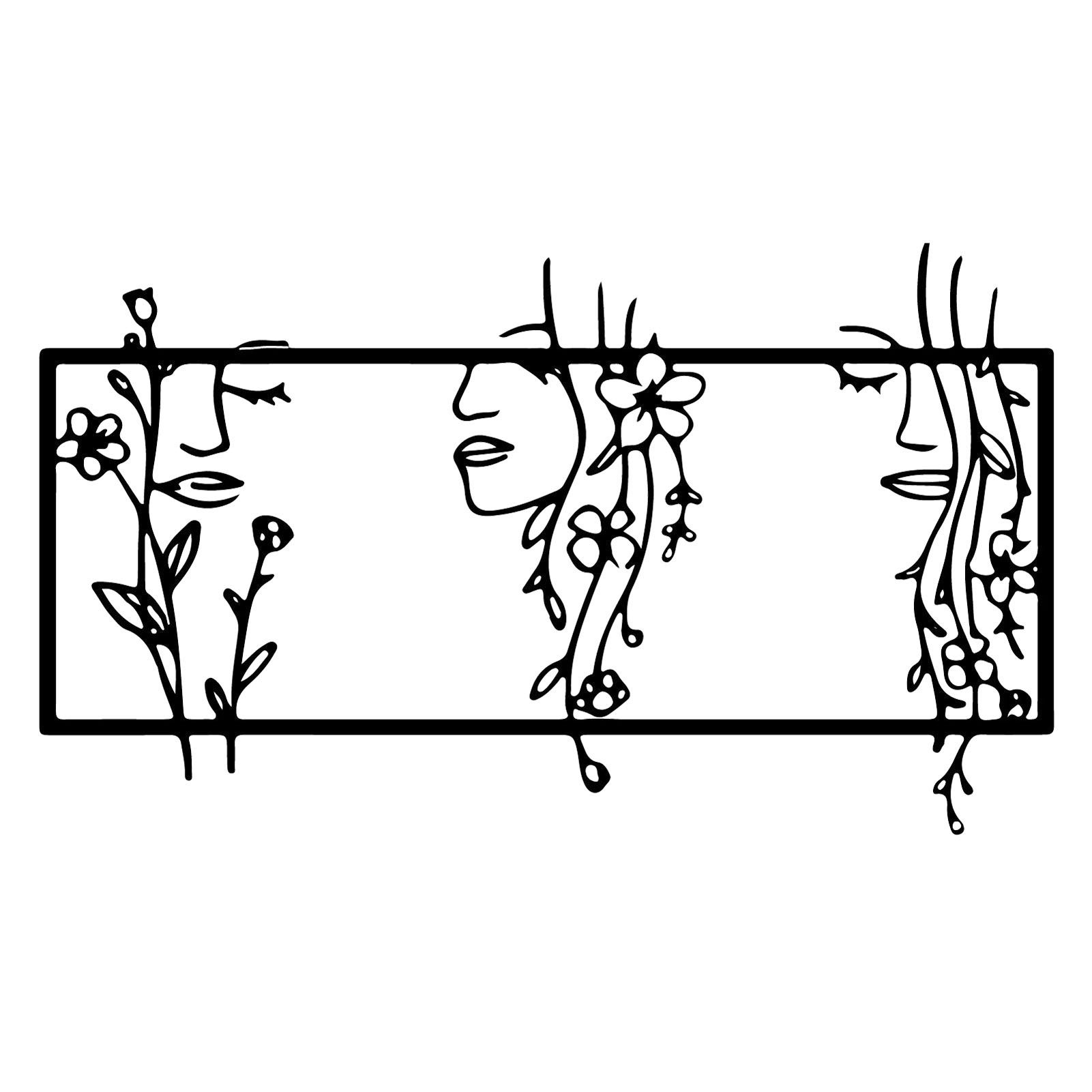 Jumpeak Wanddekoobjekt Schönheit und Blumen Dekoration, abstrakte Dekoration, schöne Kunst, Hergestellt aus Metall,Schwarz,weiß,90cmx 53cm