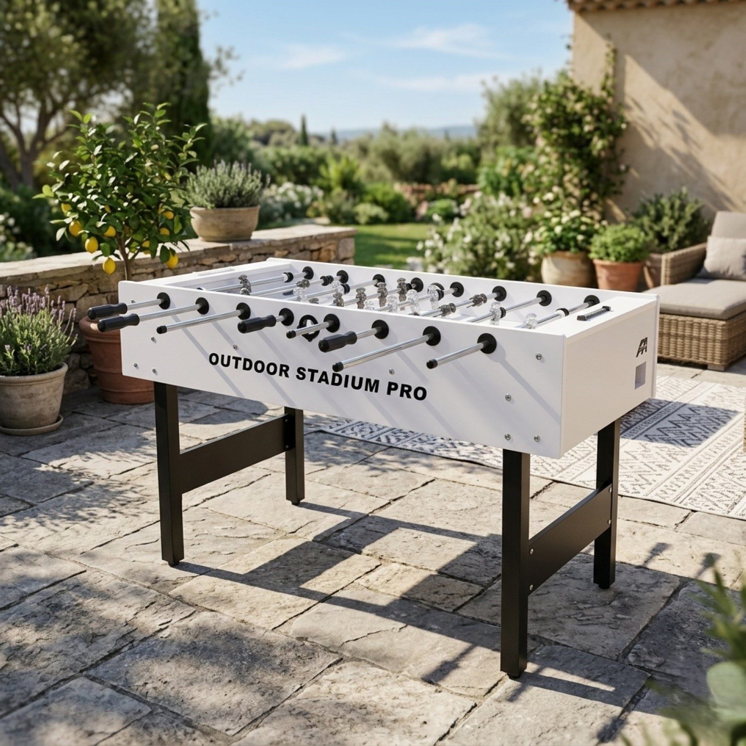 FASports Kickertisch Outdoor Stadium Pro, wasserfester Fußballtisch, Kicker Outdoor/Indoor (WM-Deal zur Fußball WM 2026, 1-tlg., Turniergröße, Outdoor-Tischkicker zur WM 2026), witterungs- und UV-beständige Beschichtung, rostfreier Stahl